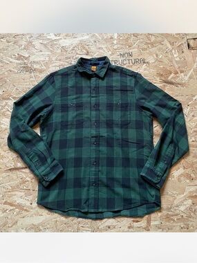 Tailor Vintage Green and Black Plaid Button-Down Shirt